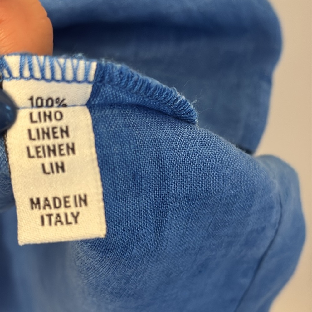Mario Romano Linen Shift Dress Size Small Sleeveless Colorblock Made in Italy - Picture 11 of 11